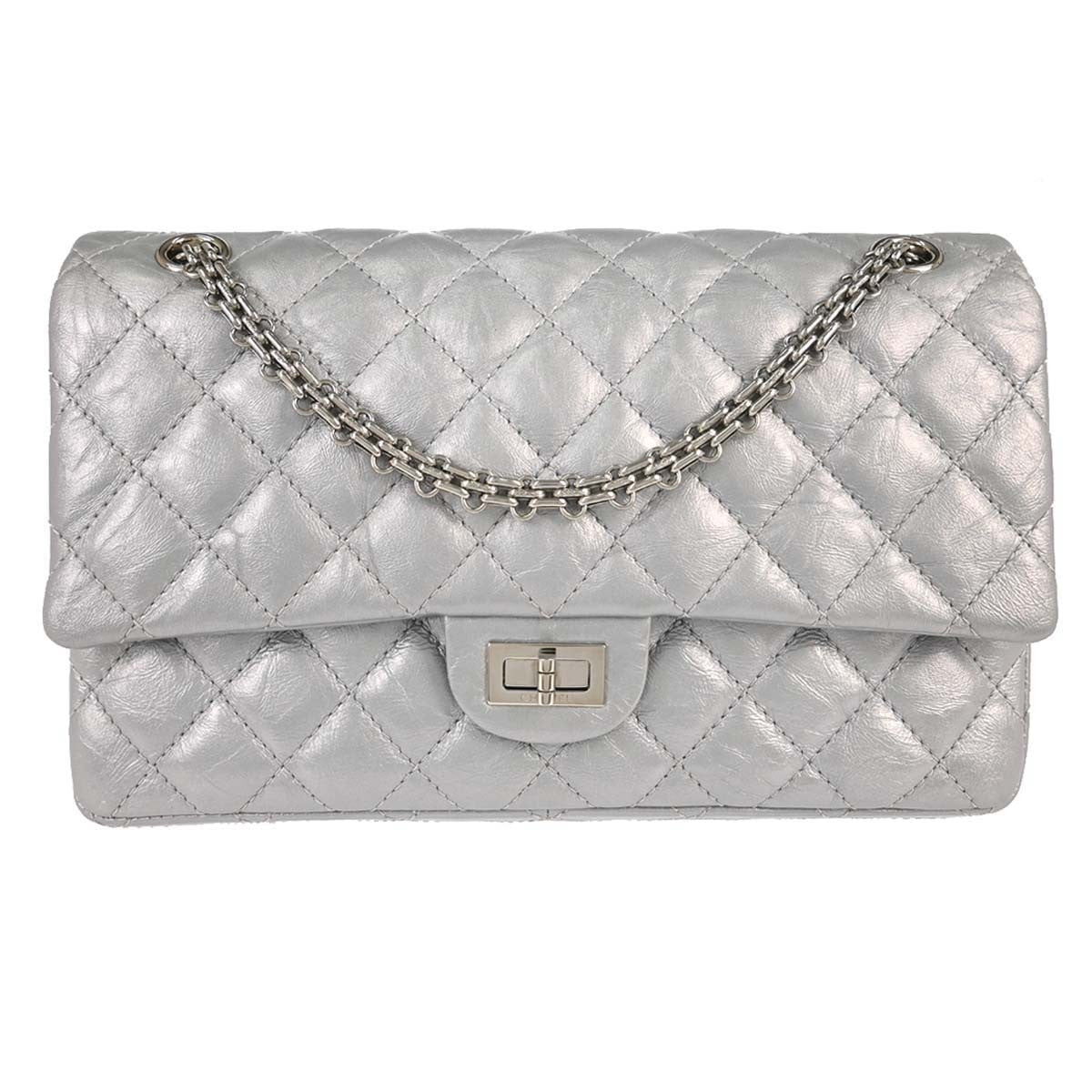Chanel Reissue 2.55 Double Compartment Flap Quilted Aged Calfskin Silver Calfskin Shoulder Bag Bag (Pre-Owned)