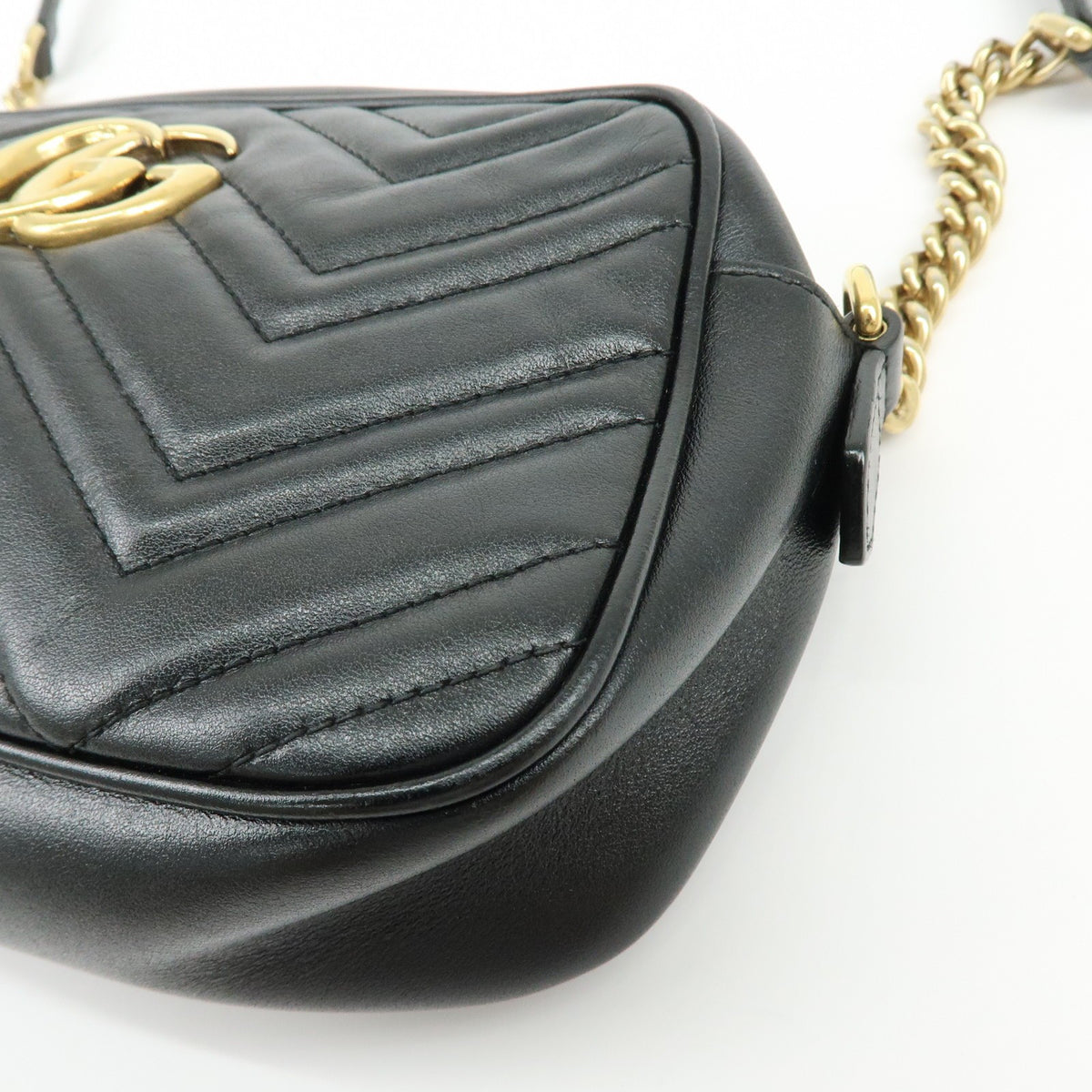 Gucci Gg Marmont Matelasse Leather Black Leather Shoulder Bag Bag (Pre-Owned)