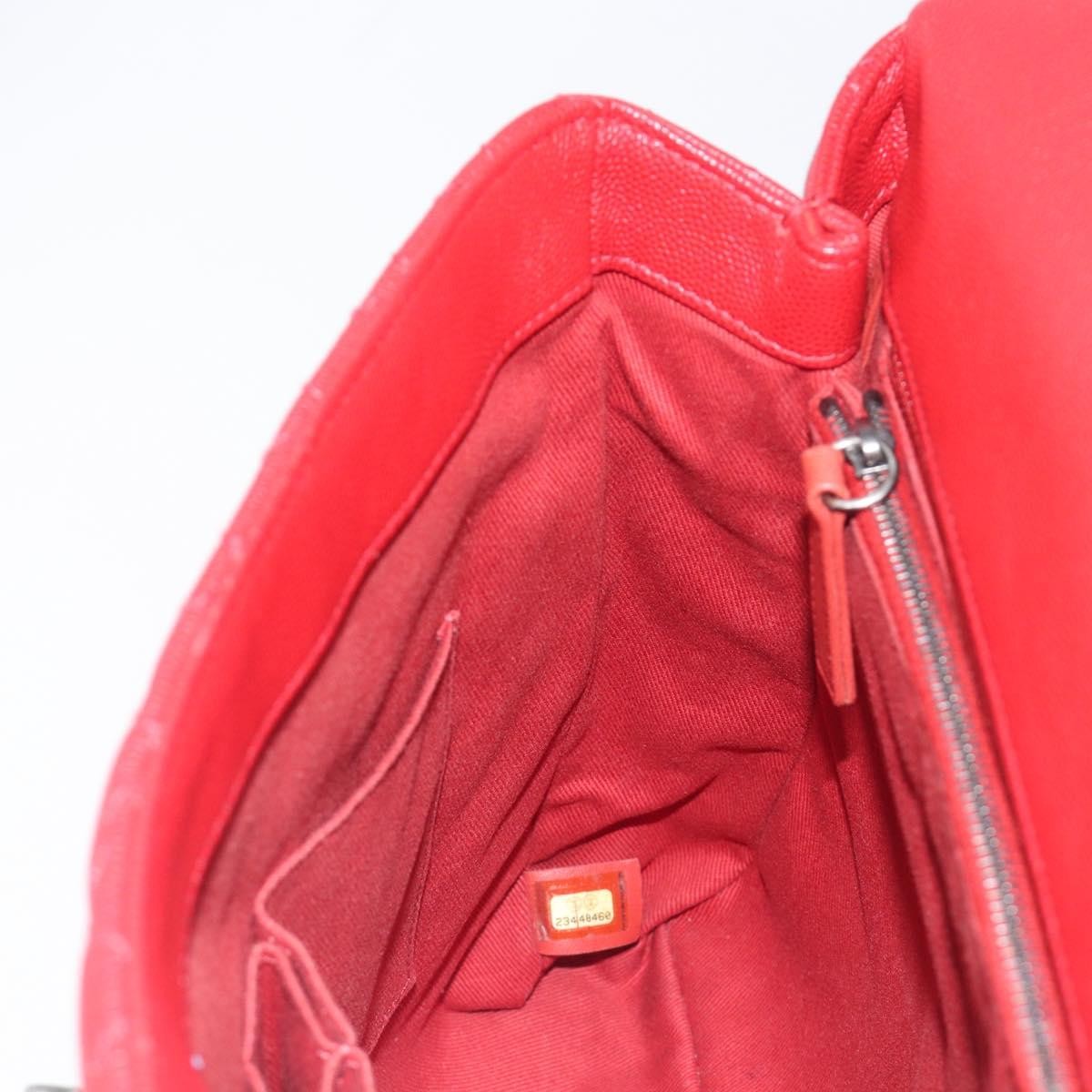 Chanel Coco Top Handle Quilted Caviar Red Leather Handbag (Pre-Owned)