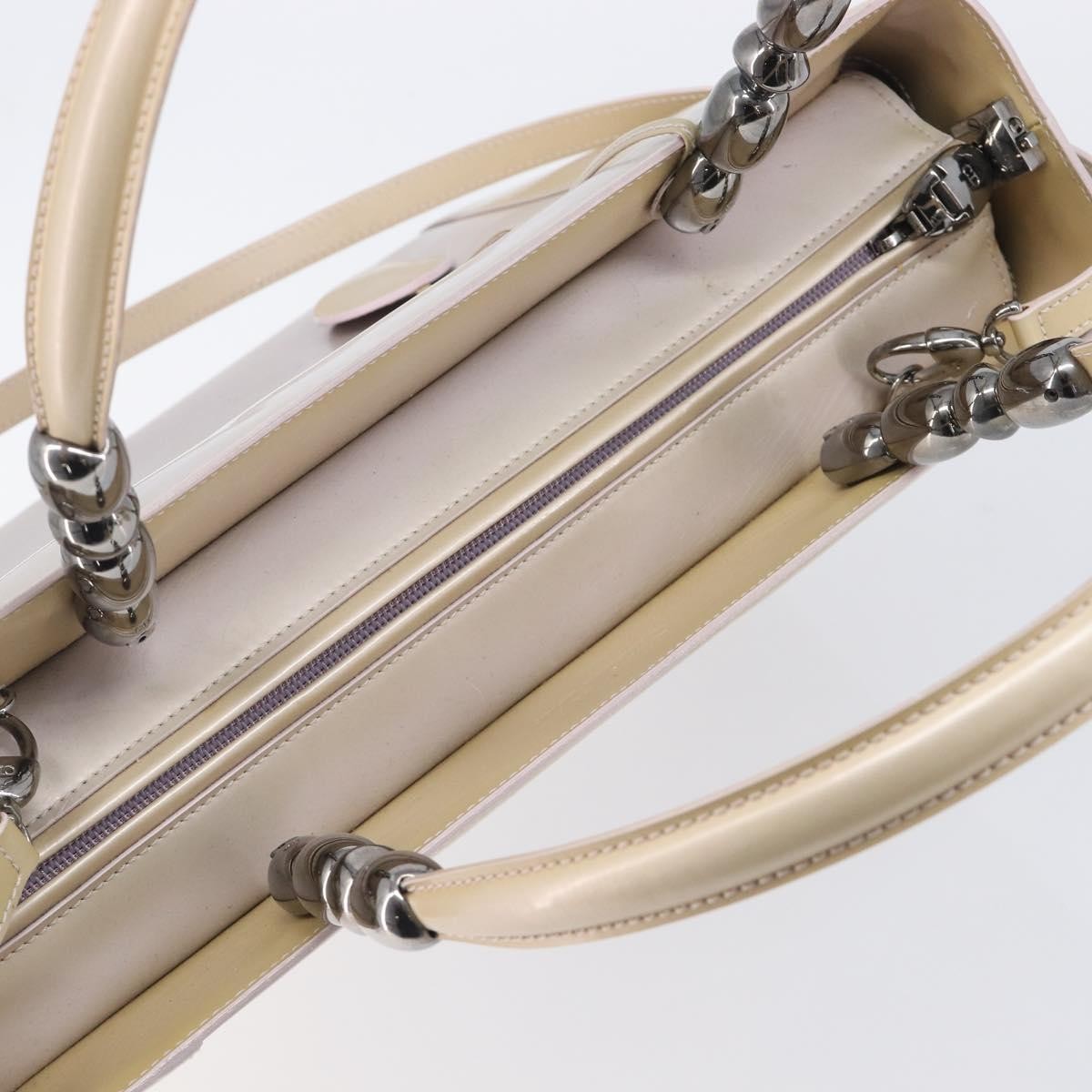 Christian Dior Pearl Lady Dior Patent Leather Beige Patent_Leather Handbag (Pre-Owned)