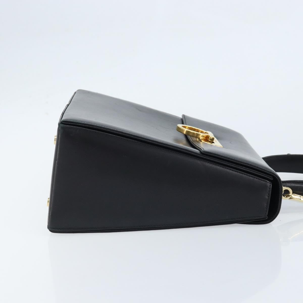 Salvatore Ferragamo Gancini Convertible Top Handle Leather Black Leather Handbag (Pre-Owned)