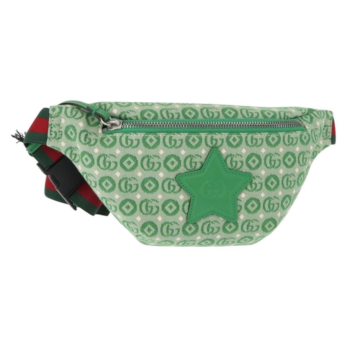 Gucci Waist Pouch Belt Gg Canvas And Leather Green Canvas Clutche & Pouche Bag (Pre-Owned)