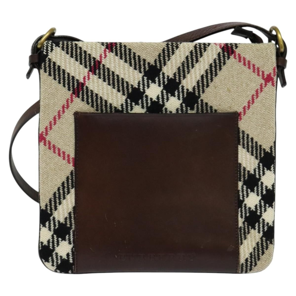 Burberry Nova Check Canvas Beige Canvas Shoulder Bag Bag (Pre-Owned)