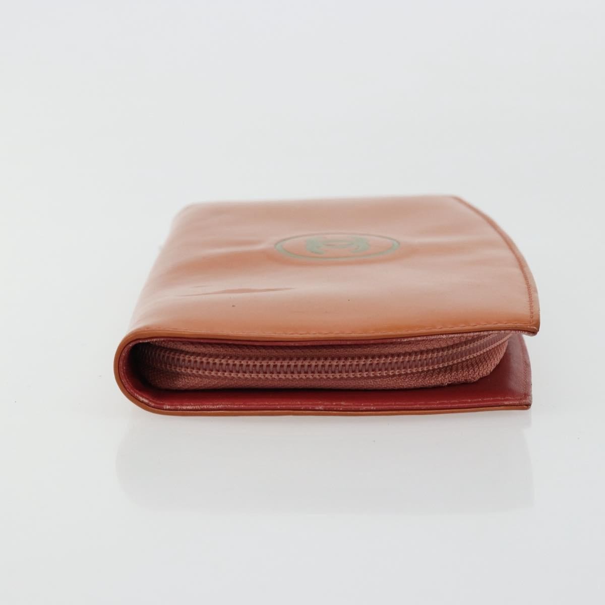 Chanel Cc Logo Zip Around Patent Orange Patent_Leather Wallets Accessory (Pre-Owned)