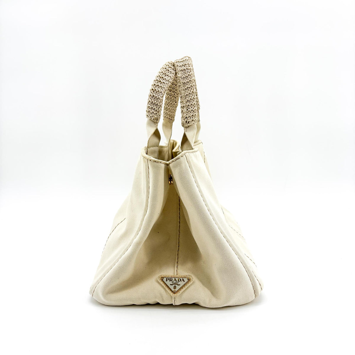 Prada Canapa Canvas Beige Canvas Tote Bag Bag (Pre-Owned)