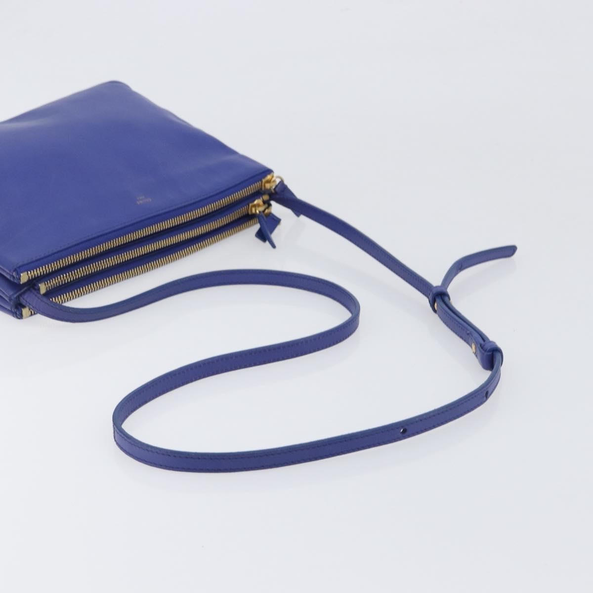 Celine Trio Leather Blue Leather Shoulder Bag Bag (Pre-Owned)