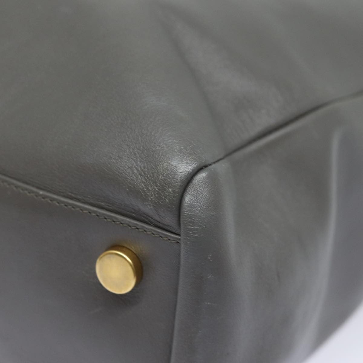 Saint Laurent Reversible North South Shopper Leather Gray Leather Tote Bag Bag (Pre-Owned)