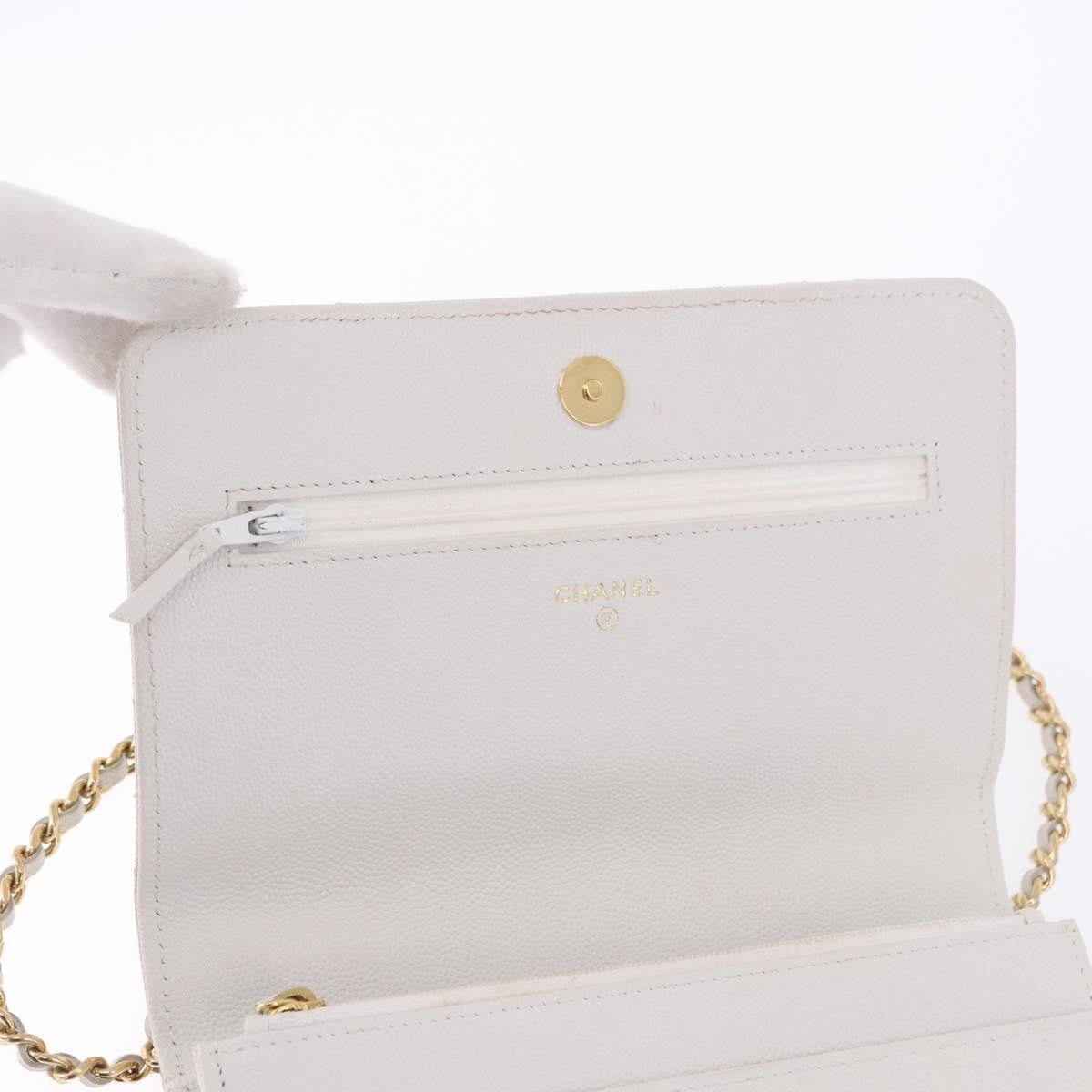 Chanel Pocket Twins Wallet On Chain Quilted Caviar White Leather Shoulder Bag Bag (Pre-Owned)
