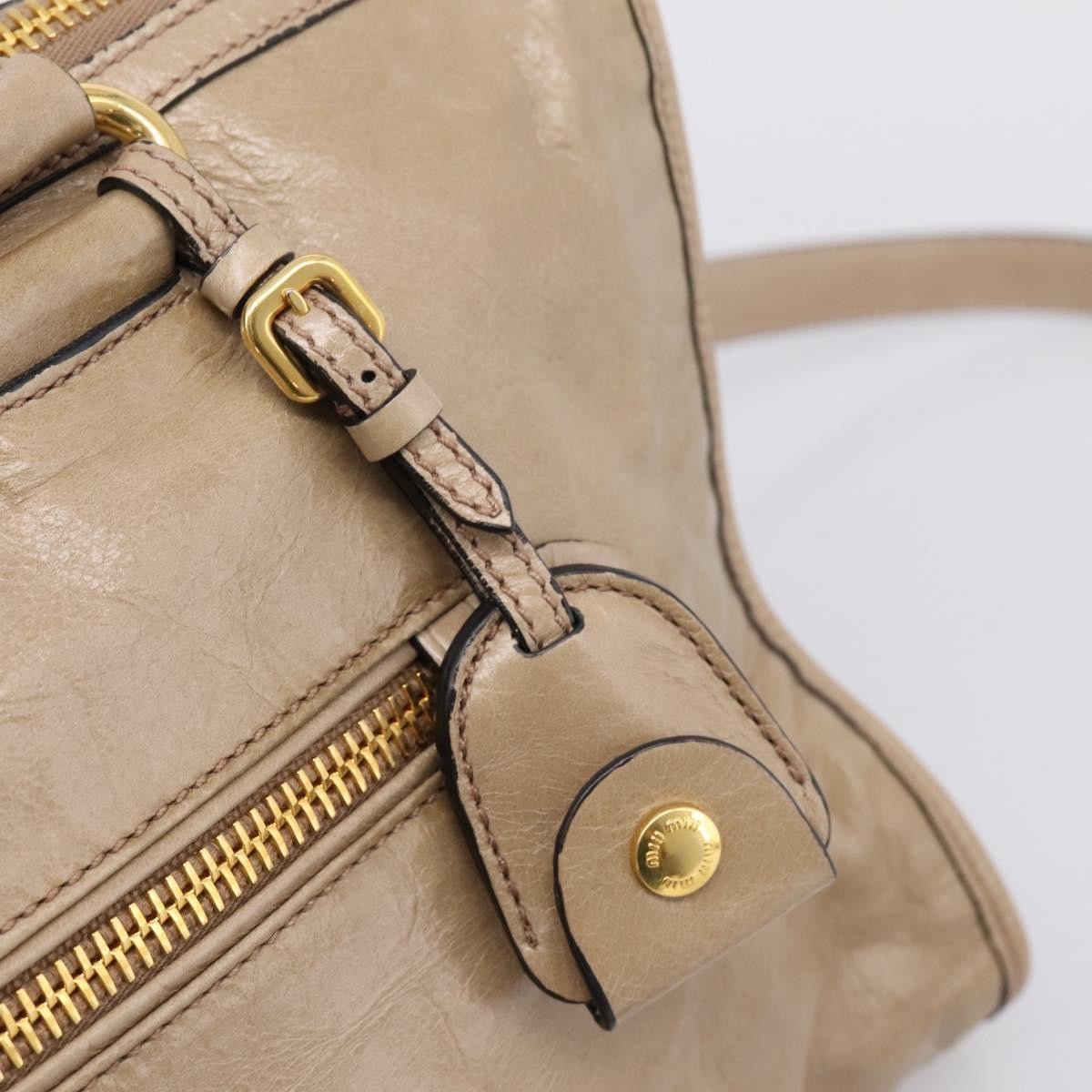 Miu Miu Convertible Bauletto Vitello Shine Beige Leather Handbag (Pre-Owned)