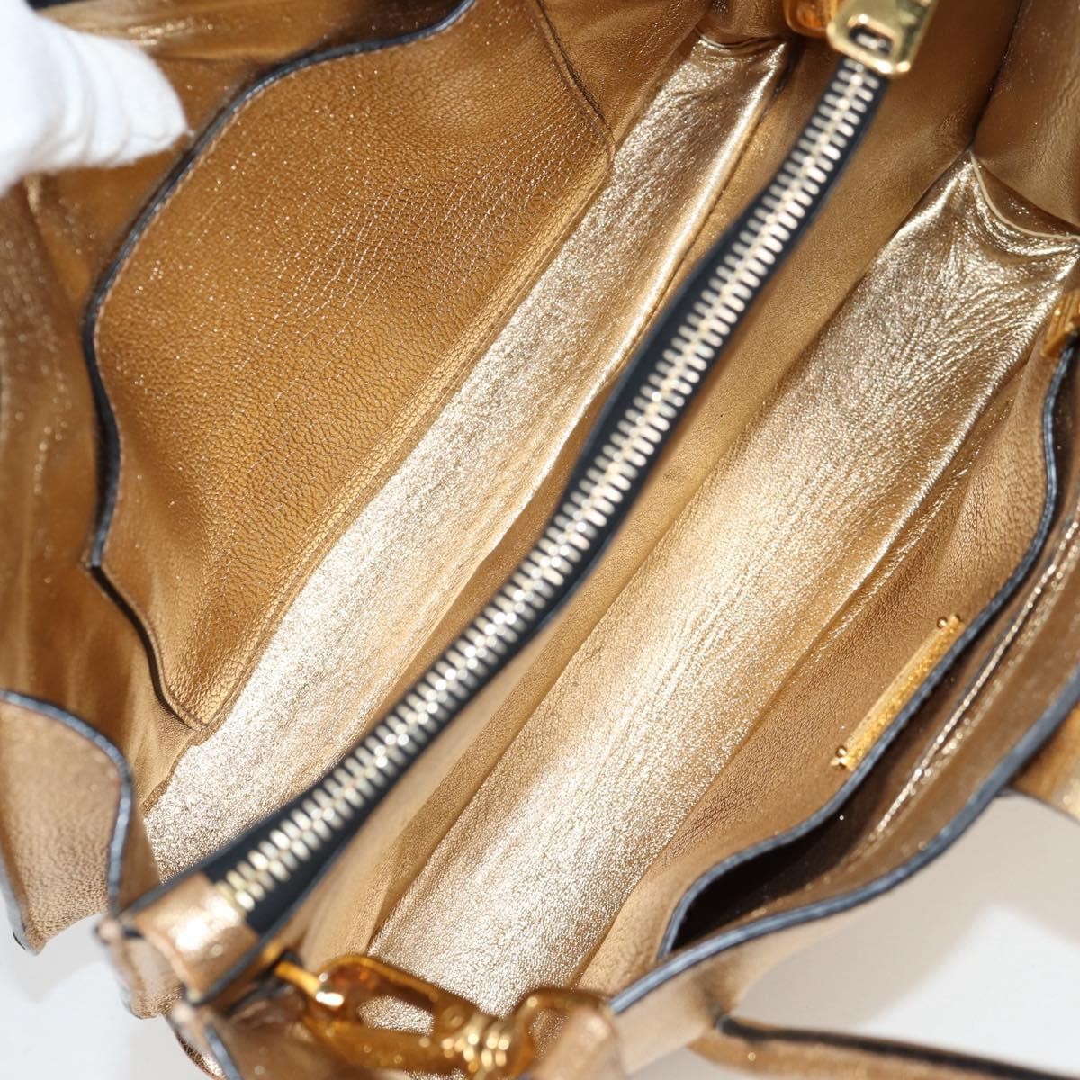 Miu Miu Madras Convertible Compartment Tote Leather Gold Leather Bag (Pre-Owned)