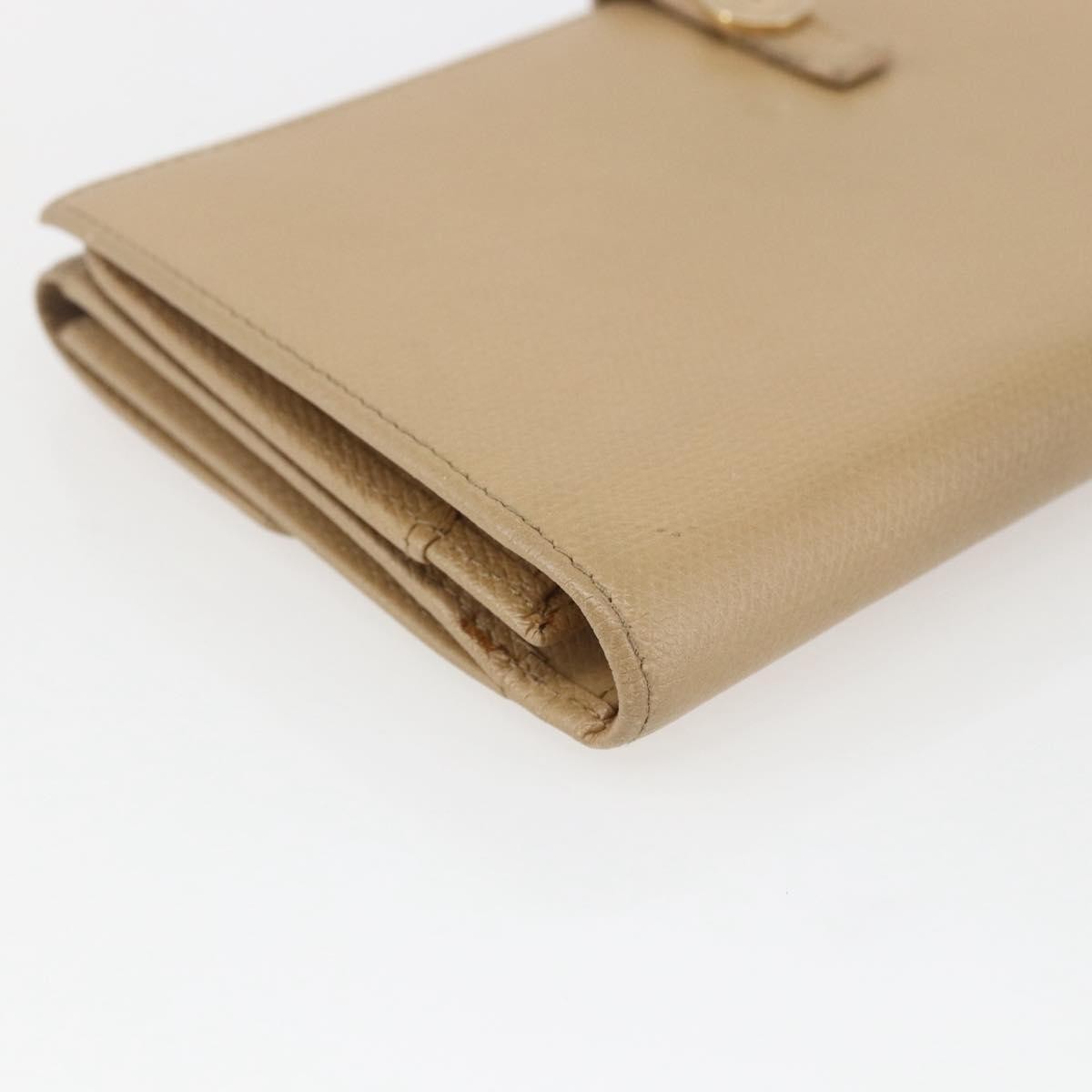 Chanel Coco Bouton Leather Beige Leather Wallets Accessory (Pre-Owned)