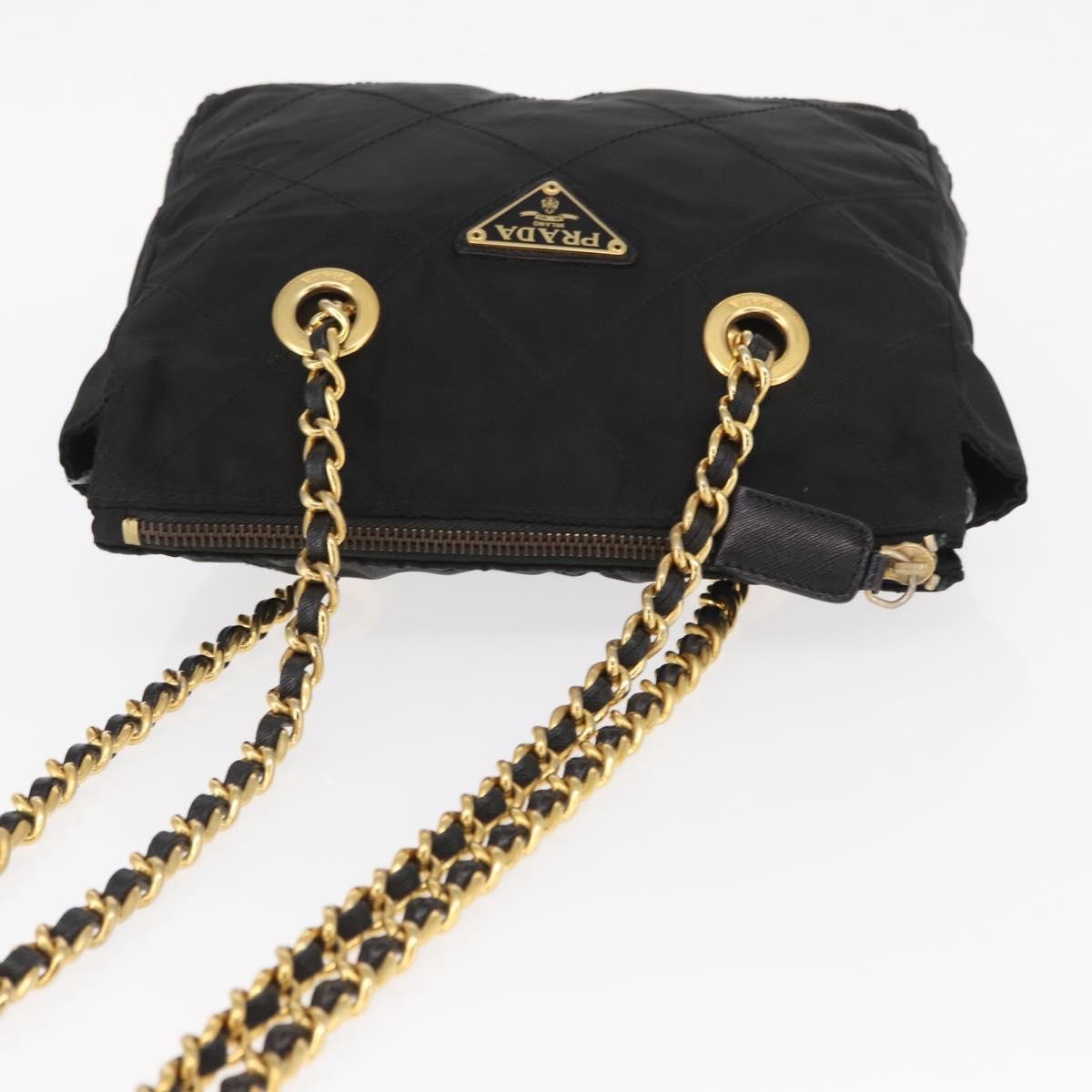 Prada Re-Edition 1995 Chain Tote Quilted Re-Nylon Black Nylon Shoulder Bag Bag (Pre-Owned)
