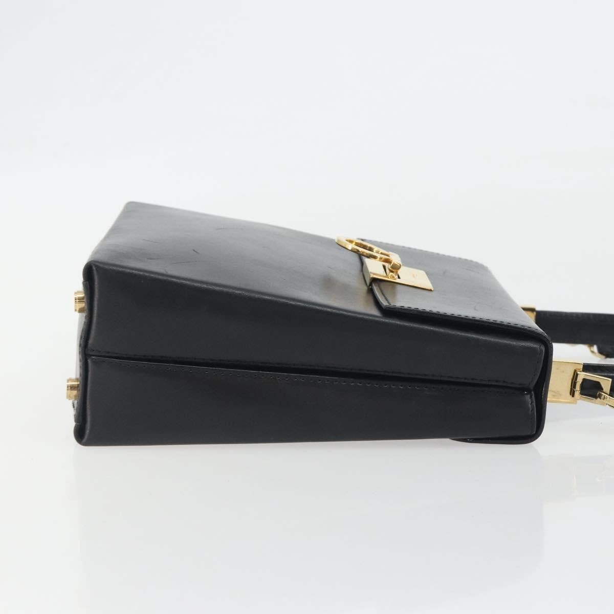 Salvatore Ferragamo Gancini Convertible Top Handle Leather Black Leather Handbag (Pre-Owned)
