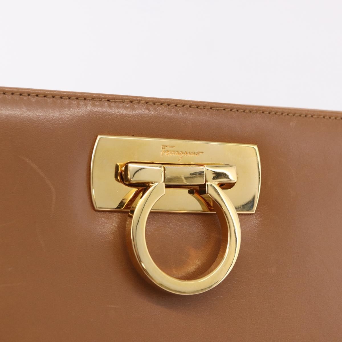 Salvatore Ferragamo Vintage Gancini Chain Leather Brown Leather Shoulder Bag Bag (Pre-Owned)