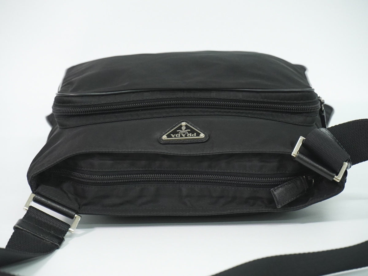 Prada Front Pocket Messenger Quilted Tessuto Black Nylon Shoulder Bag Bag (Pre-Owned)