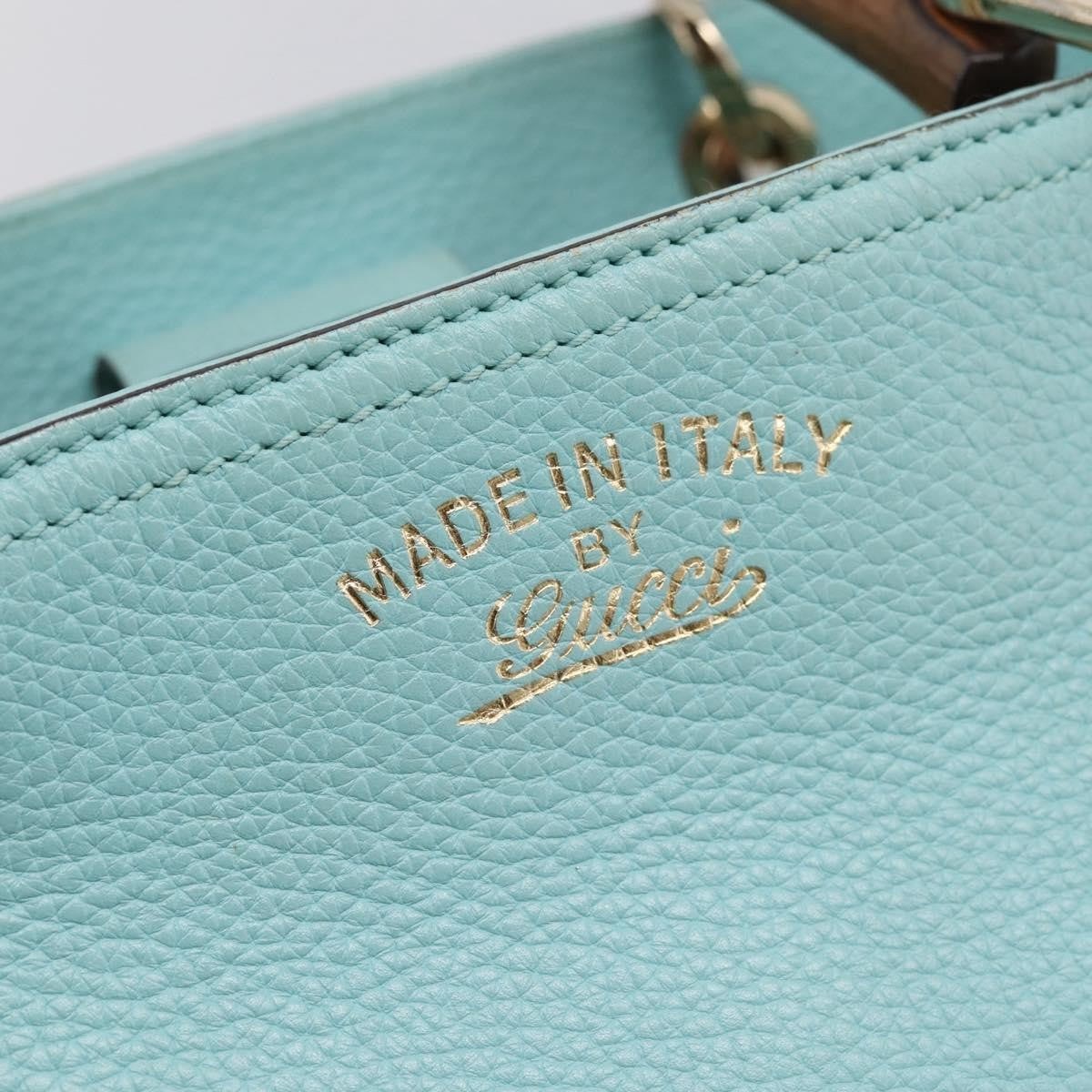 Gucci Bamboo Shopper Leather Blue Leather Tote Bag Bag (Pre-Owned)