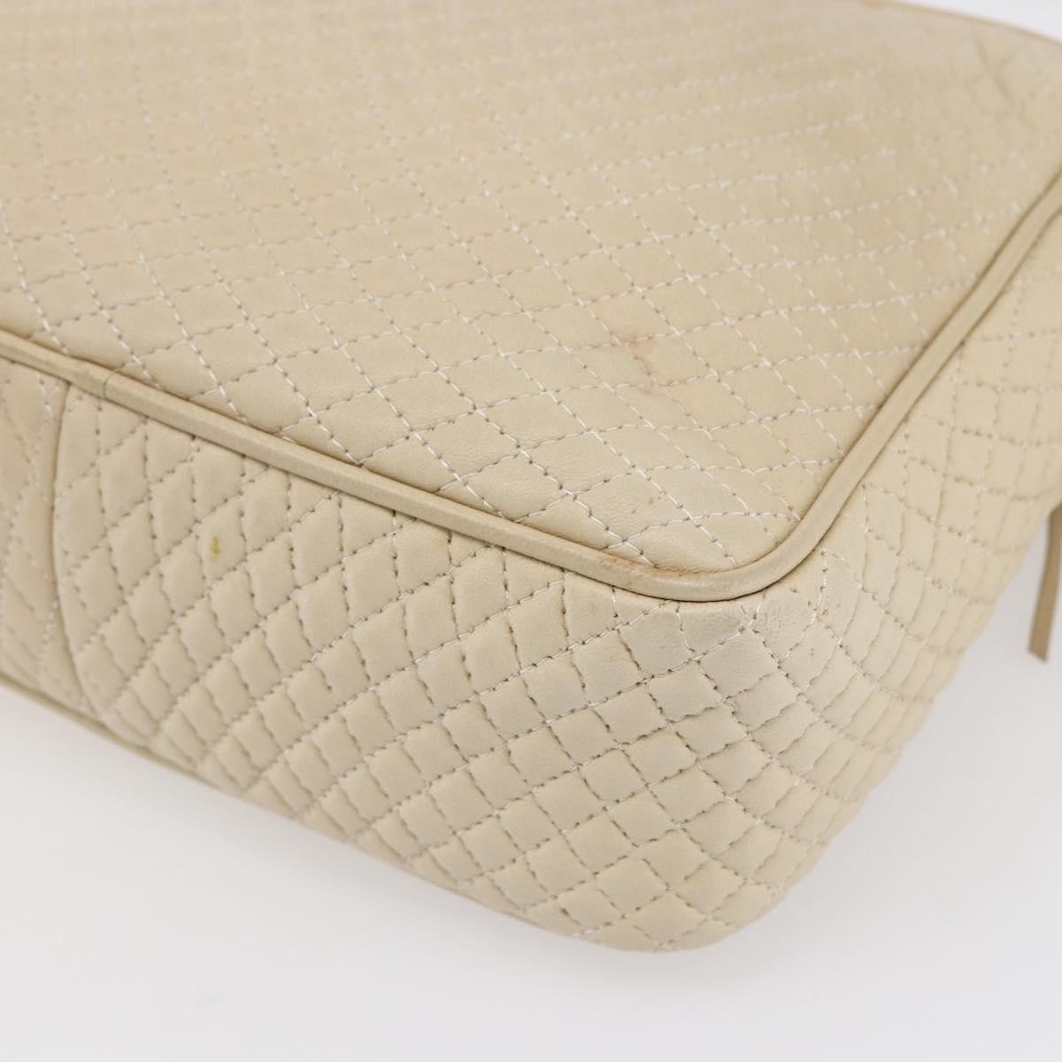 Bally Vintage Quilted Leather Ecru Leather Shoulder Bag Bag (Pre-Owned)