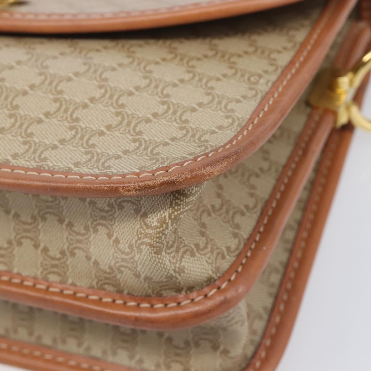 Celine Macadam Shoulder Canvas Beige Canvas Crossbody Bag Bag (Pre-Owned)
