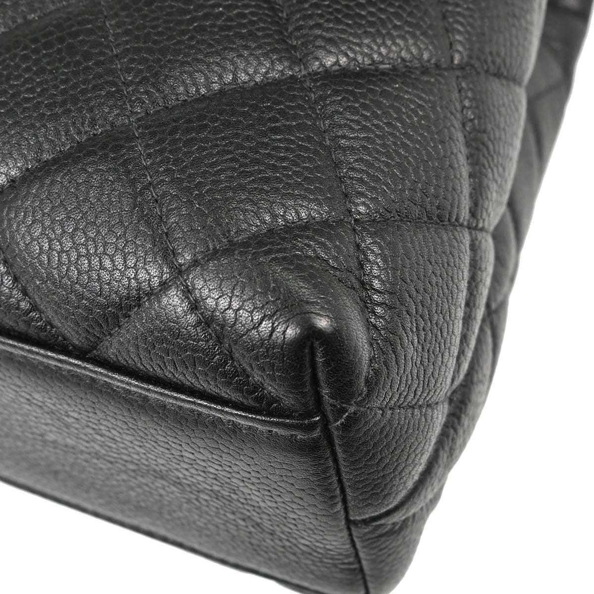 Chanel Vintage Classic Top Handle Flap Quilted Caviar Black Calfskin Handbag (Pre-Owned)