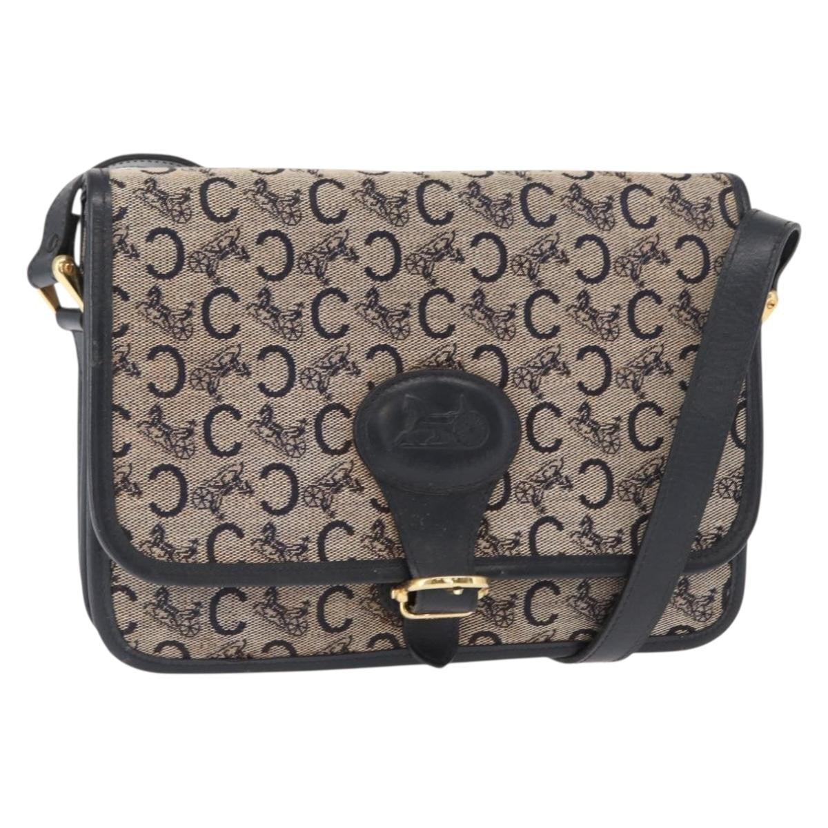 Celine C Sulky Canvas Navy Canvas Shoulder Bag Bag (Pre-Owned)