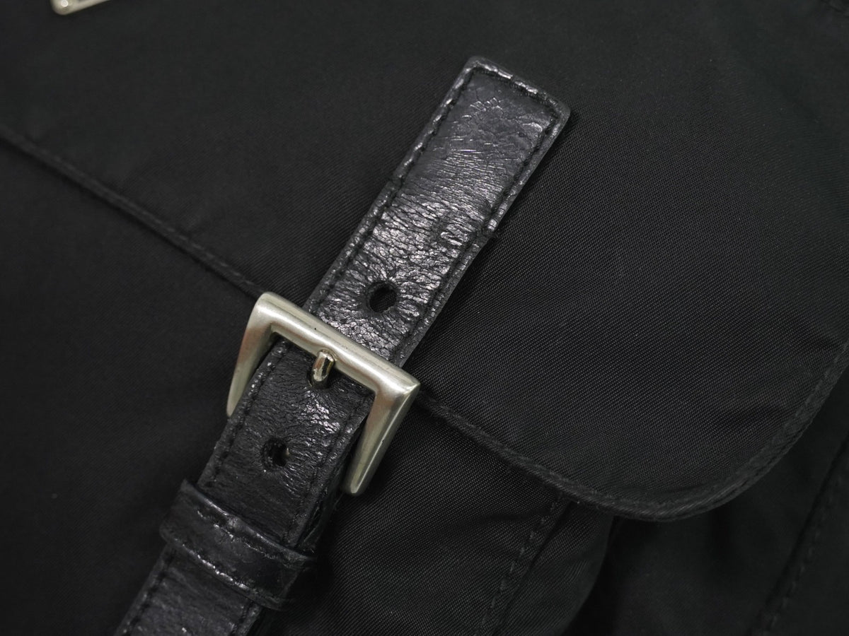 Prada Zip Buckle Messenger Tessuto Black Nylon Shoulder Bag Bag (Pre-Owned)
