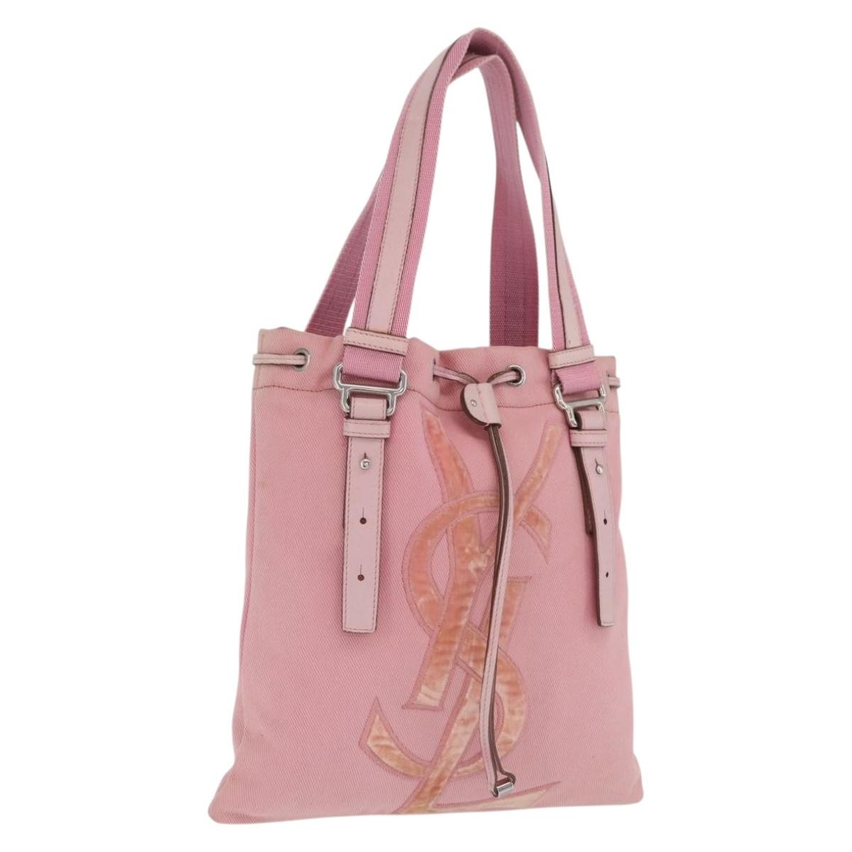 Saint Laurent Kahala Drawstring Canvas Pink Canvas Tote Bag Bag (Pre-Owned)