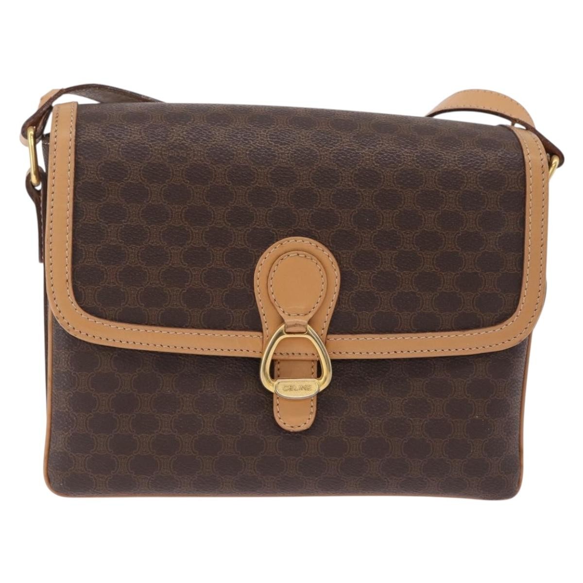 Celine Macadam Shoulder Canvas Brown Canvas Crossbody Bag Bag (Pre-Owned)