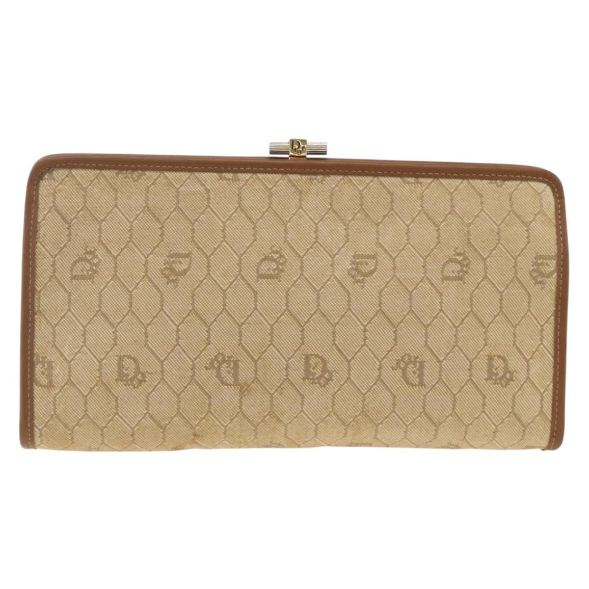 Christian Dior Vintage Honeycomb Clutch Canvas Beige Canvas Clutche & Pouche Bag (Pre-Owned)