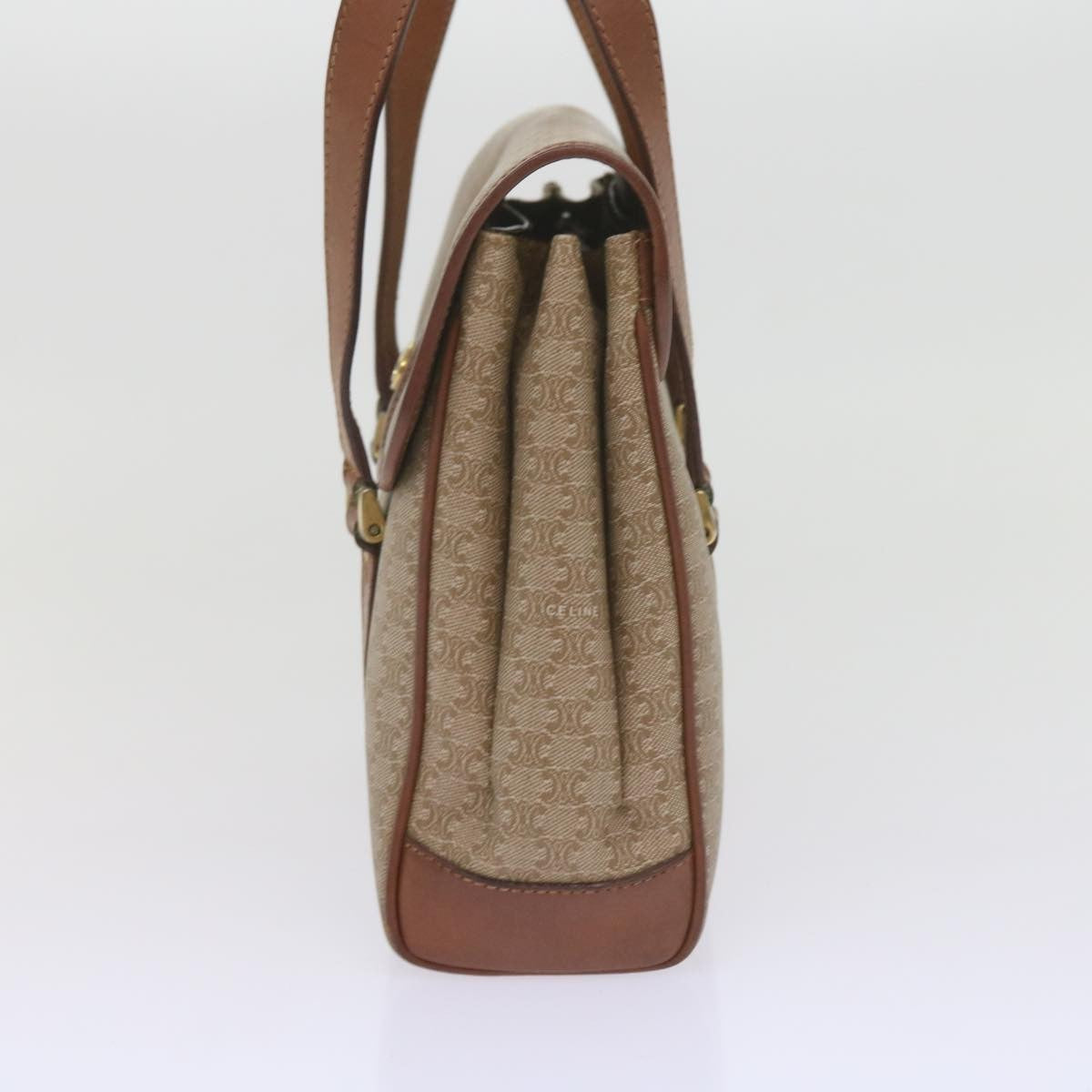 Celine Vintage Macadam Canvas And Leather Beige Canvas Handbag (Pre-Owned)