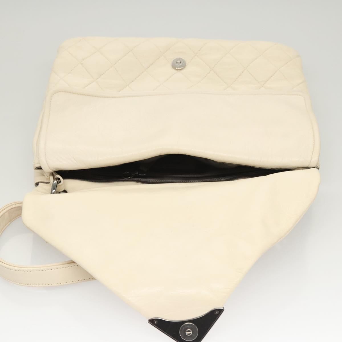 Chanel Padded Envelope Flap Quilted Aged Calfskin White Leather Shoulder Bag Bag (Pre-Owned)
