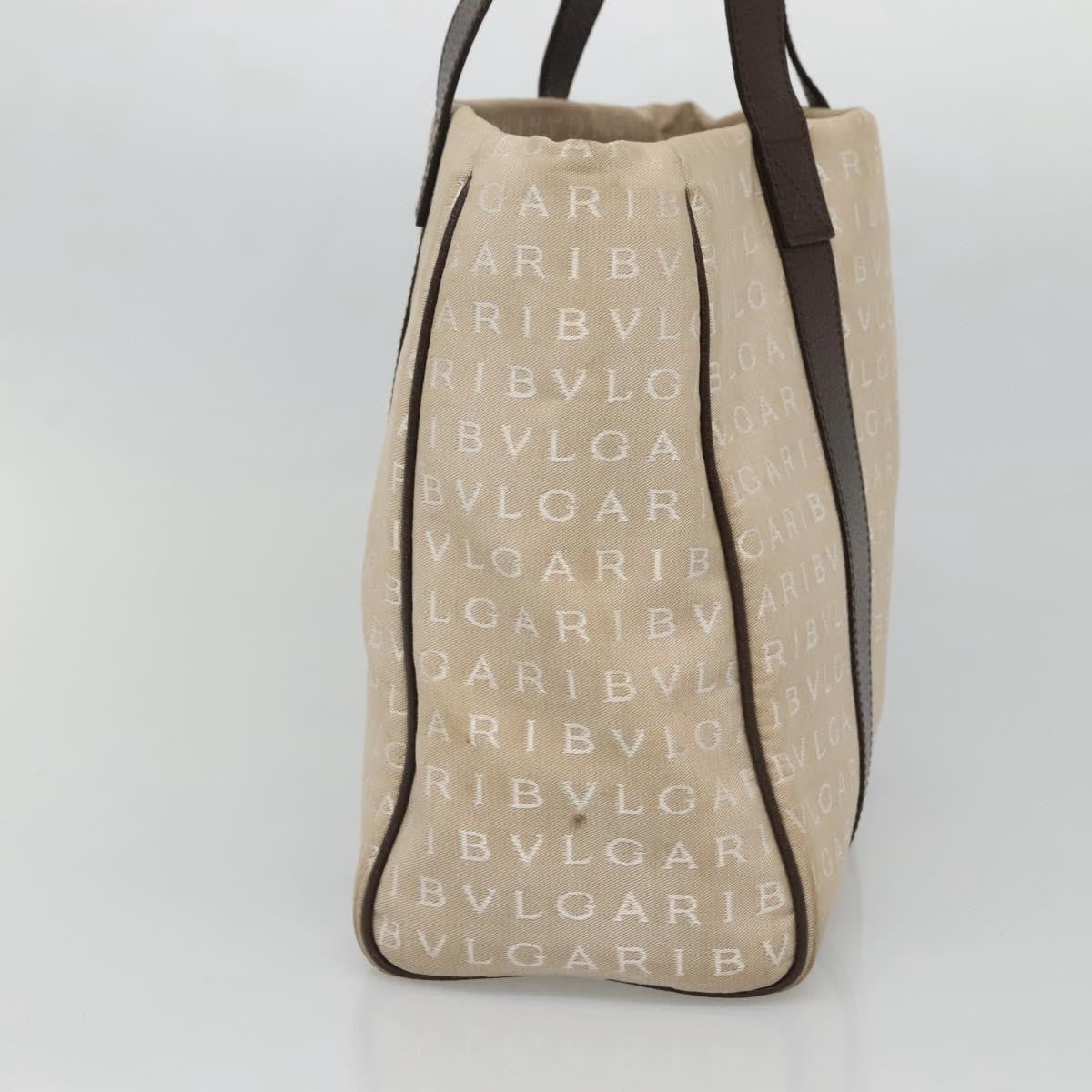 Bvlgari B.Zero1 Logomania Canvas With Leather Beige Canvas Tote Bag Bag (Pre-Owned)