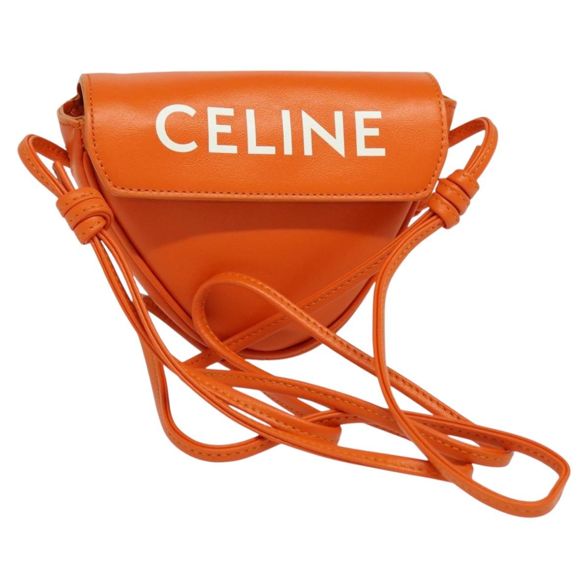 Celine Triangle Leather Orange Leather Shoulder Bag Bag (Pre-Owned)