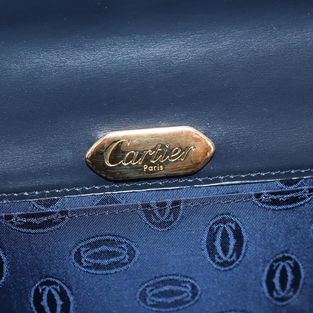 Cartier Sapphire Line Leather Navy Leather Shoulder Bag Bag (Pre-Owned)