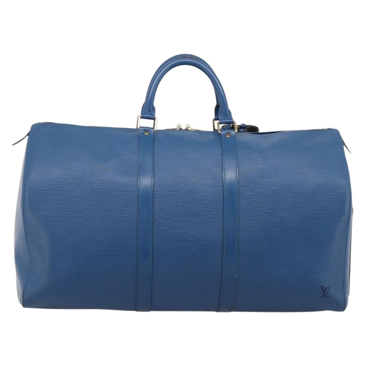 Louis Vuitton Keepall Epi Leather Blue Leather Travel Bag Bag (Pre-Owned)