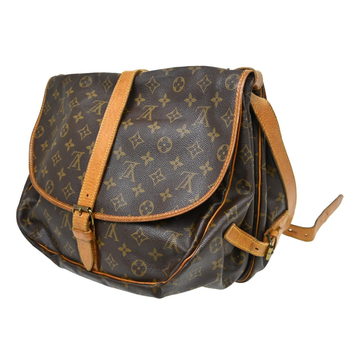 Louis Vuitton Saumur Monogram Canvas Brown Canvas Shoulder Bag Bag (Pre-Owned)
