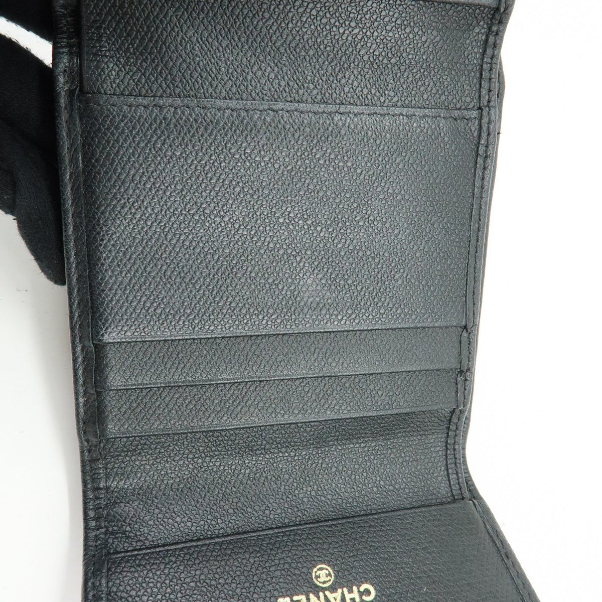 Chanel Cc Button Coin Purse Leather Black Calfskin Card Holders Accessory (Pre-Owned)