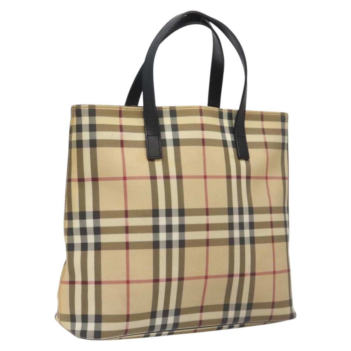 Burberry Nova Check Tote Canvas Check Pattern Beige Canvas Tote Bag Bag (Pre-Owned)