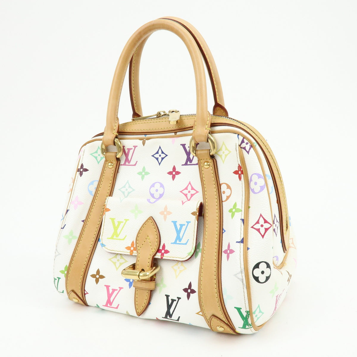 Louis Vuitton Priscilla Monogram Multicolor White Canvas Handbag (Pre-Owned)