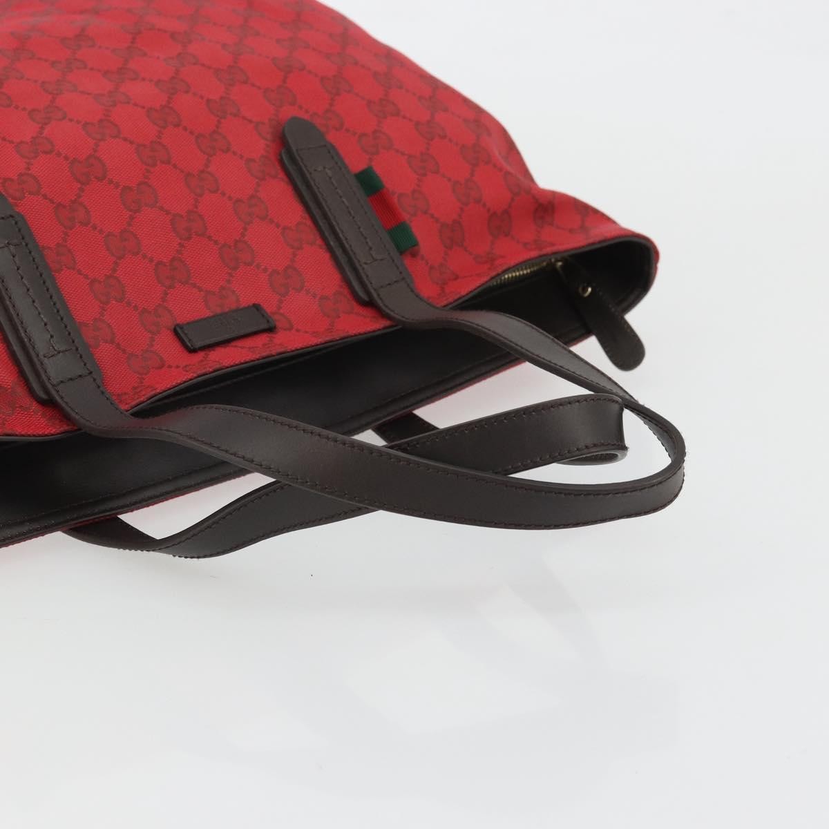 Gucci Original Zip Gg Canvas With Leather Red Canvas Tote Bag Bag (Pre-Owned)