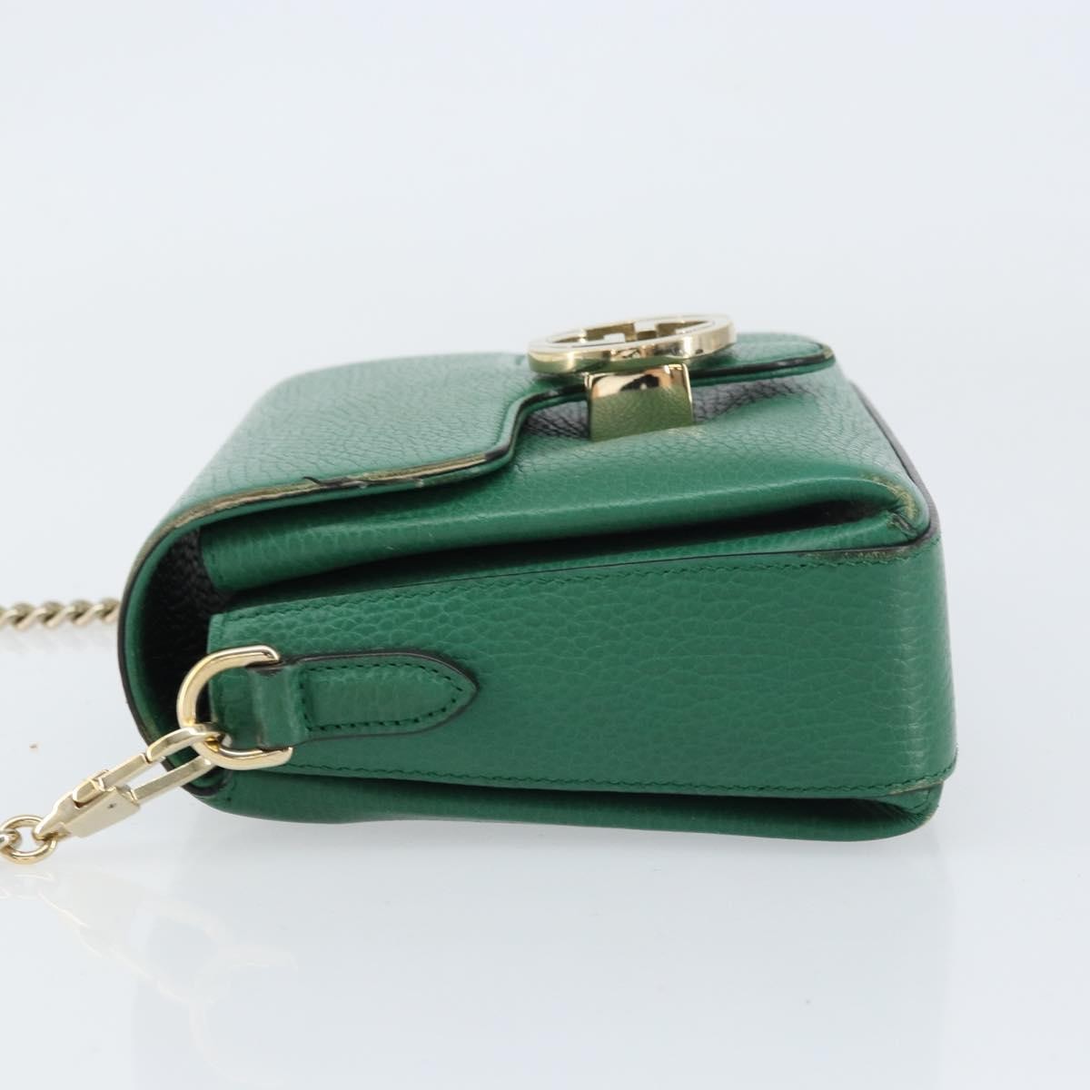 Gucci Interlocking Chain Leather Green Leather Shoulder Bag Bag (Pre-Owned)