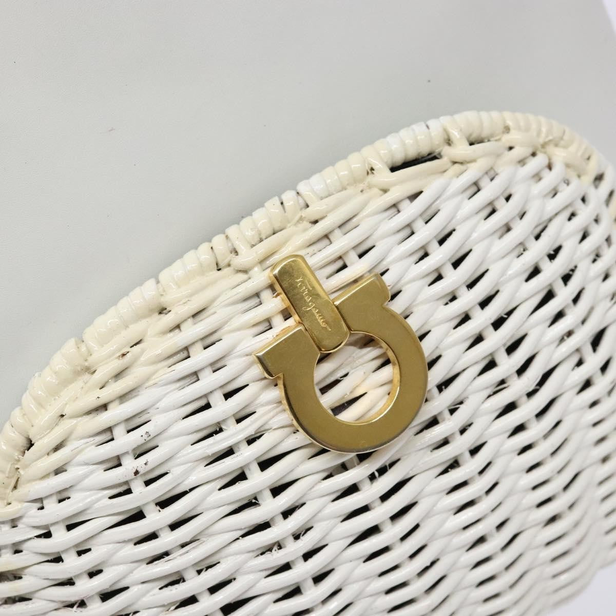 Salvatore Ferragamo Vintage Gancini Convertible Top Handle Leather White Leather Handbag (Pre-Owned)