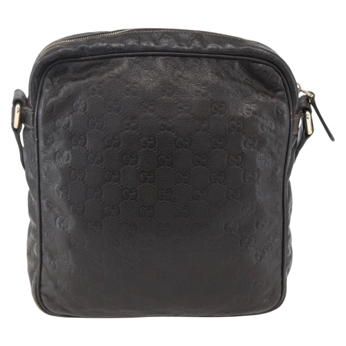 Gucci Front Zip Messenger Guccissima Leather Brown Leather Shoulder Bag Bag (Pre-Owned)