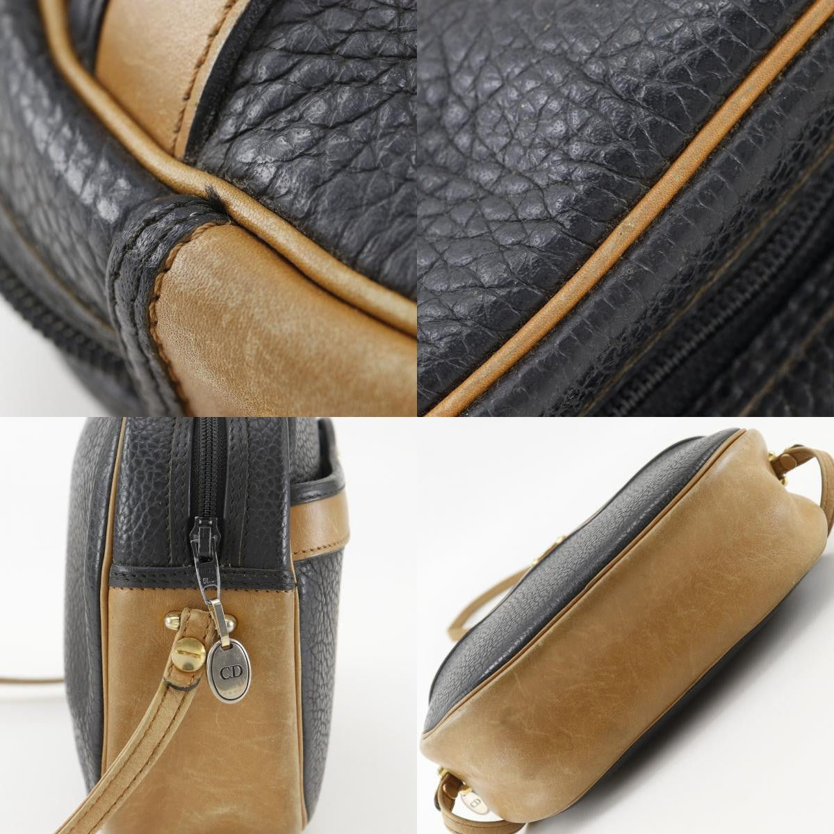 Christian Dior Cd Shoulder Bag Leather Black Leather Shoulder Bag Bag (Pre-Owned)