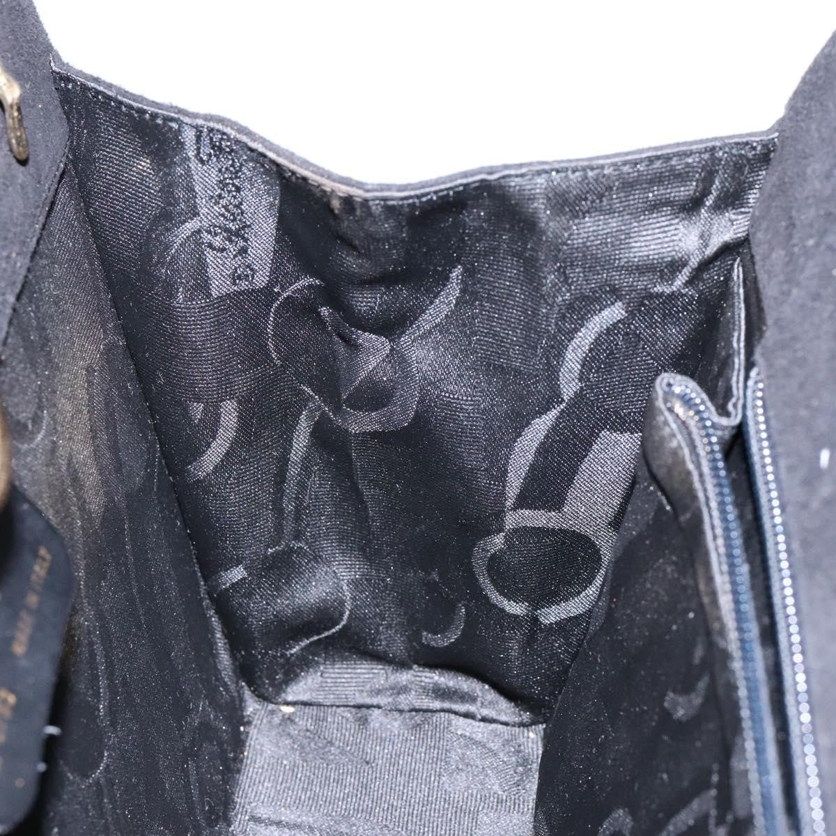 Salvatore Ferragamo Gancini Chain Suede Black Suede Shoulder Bag Bag (Pre-Owned)