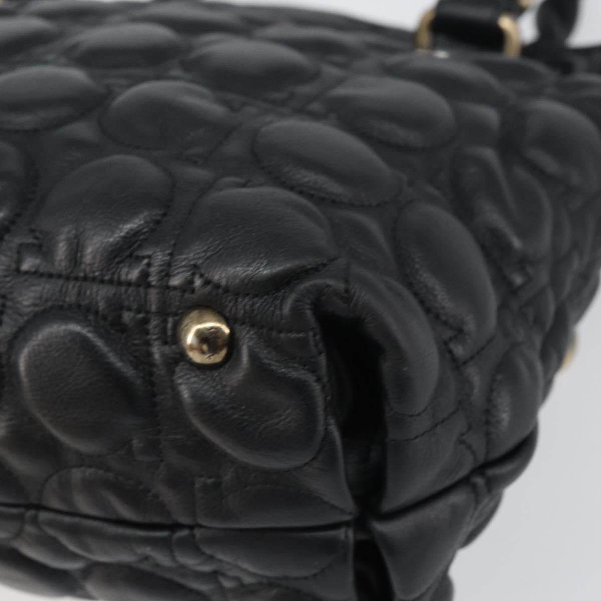 Salvatore Ferragamo Gancini Leather Black Leather Handbag (Pre-Owned)