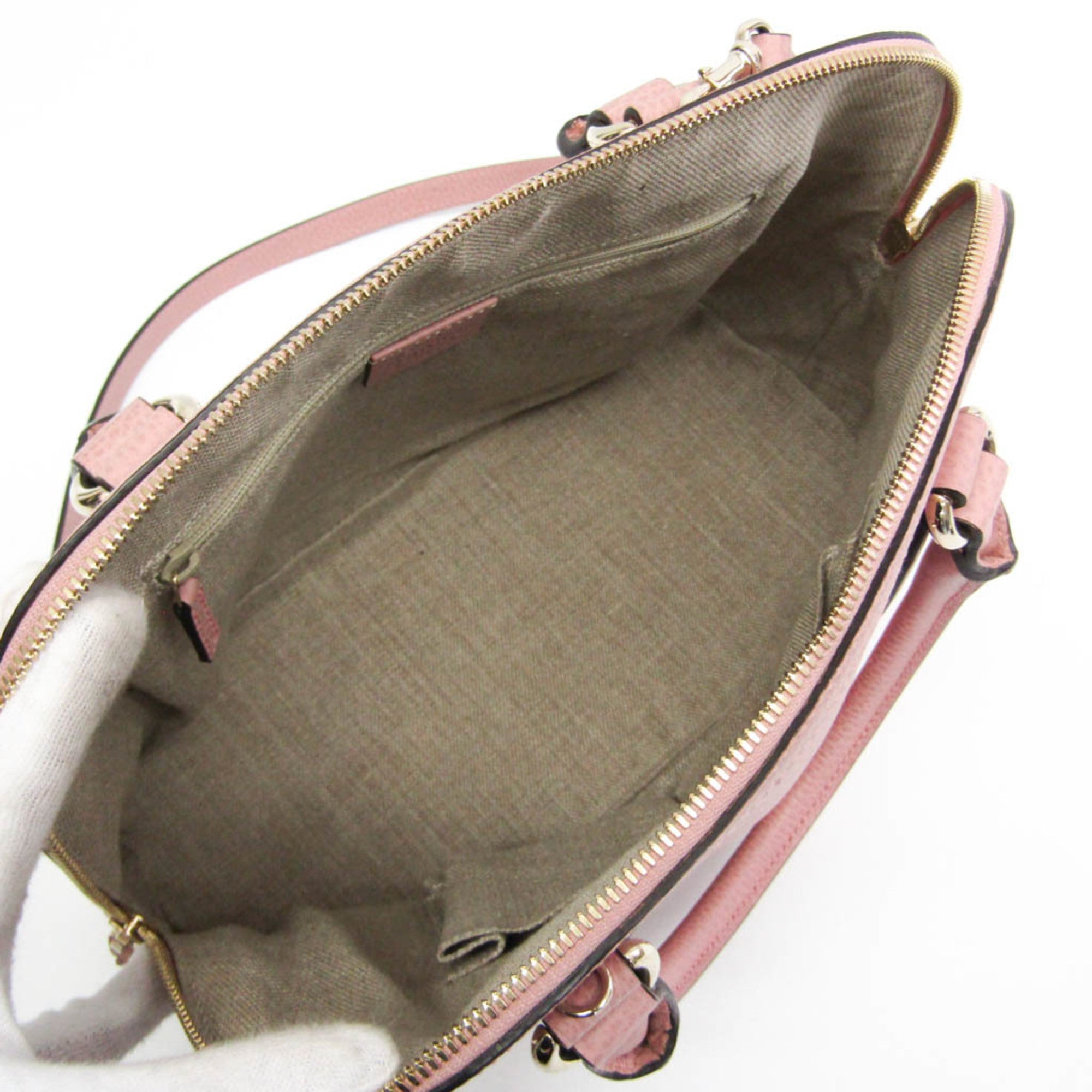 Gucci Convertible Dome Satchel Leather Pink Leather Handbag (Pre-Owned)