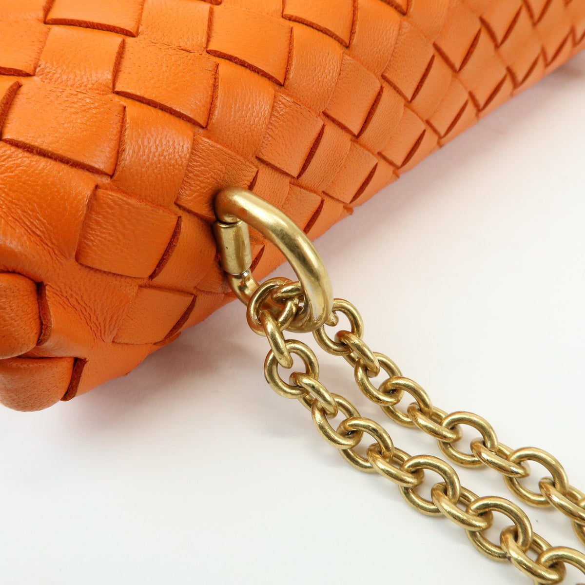 Bottega Veneta Olimpia Intrecciato Nappa Orange Leather Crossbody Bag Bag (Pre-Owned)