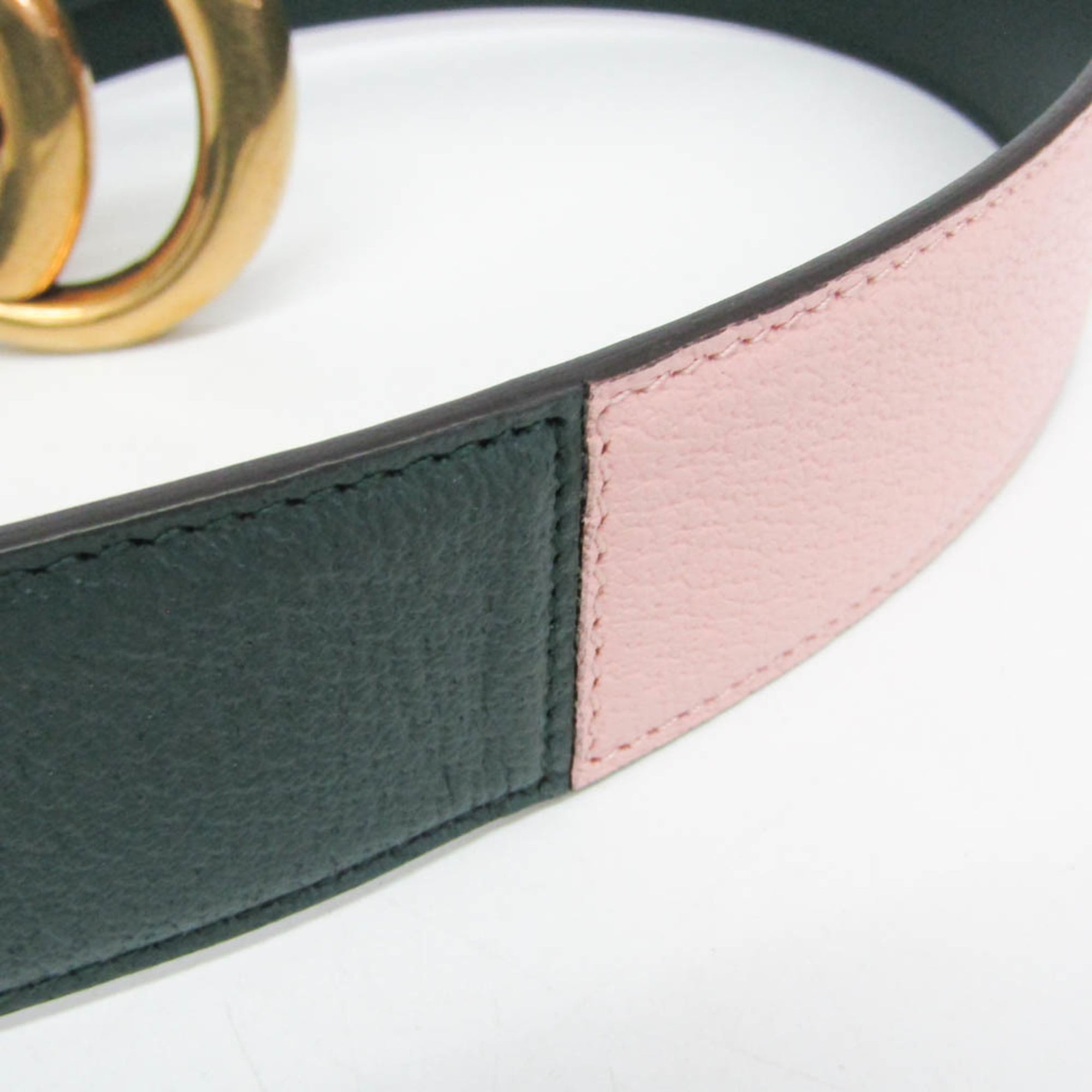 Gucci Gg Marmont Reversible Belt Leather Green Leather Belts Accessory (Pre-Owned)