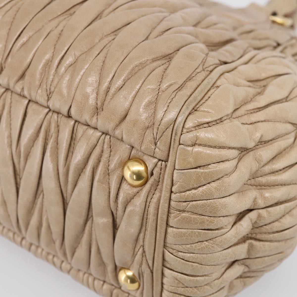 Miu Miu Convertible Dome Satchel Matelasse Leather Beige Leather Handbag (Pre-Owned)