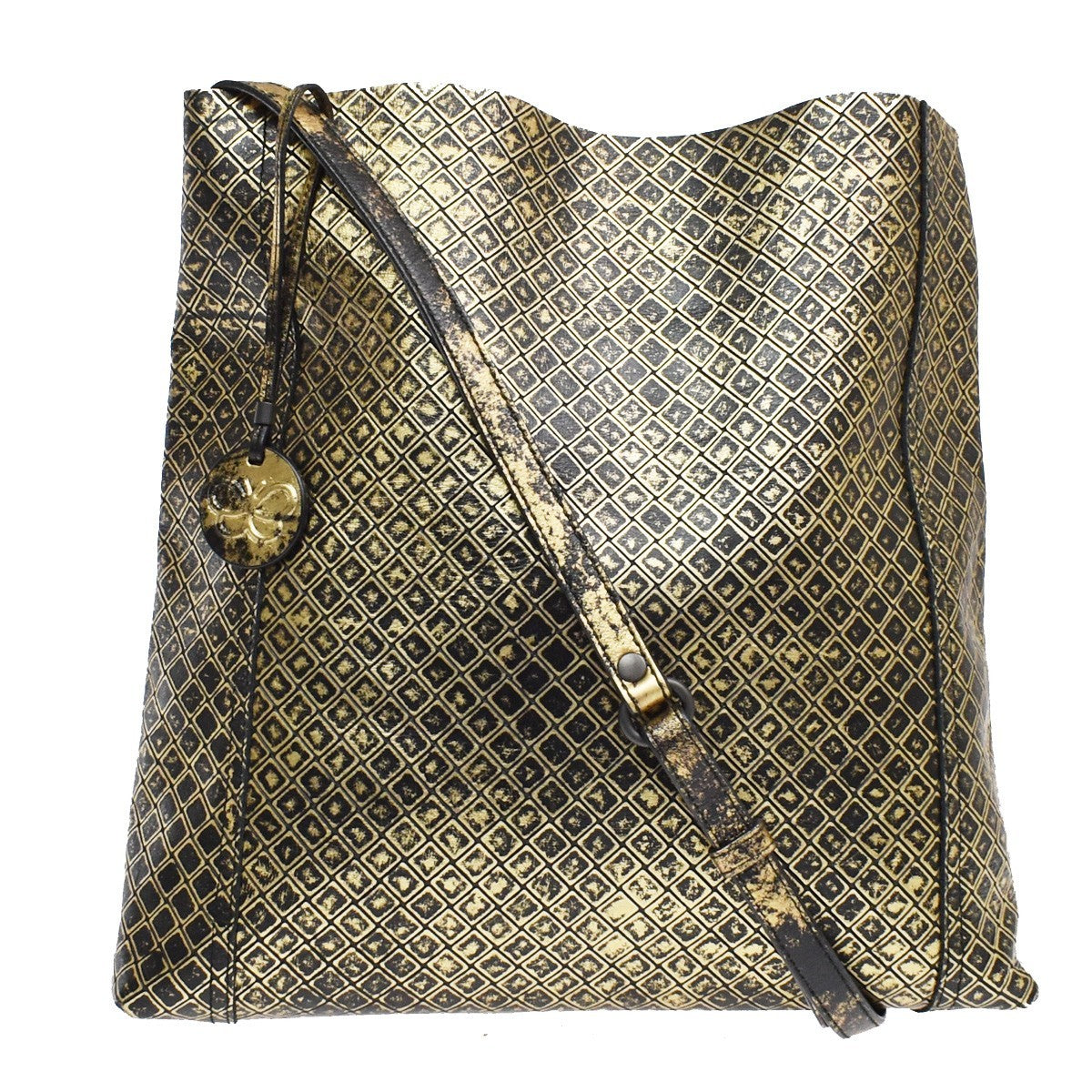 Bottega Veneta Messenger Butterfly Intrecciomirage Intarsio Leather Gold Leather Handbag (Pre-Owned)